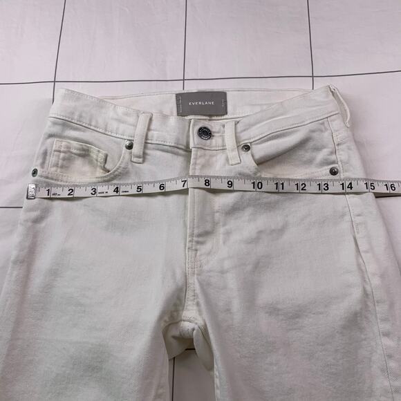 Everlane Jeans Womens 25 Ankle White Skinny 9” Mid Rise Casual Stretch Neutral - Picture 7 of 10